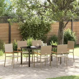vidaXL Garten Essgruppe 7 pcs Beige Poly Rattan vidaXL