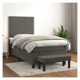 vidaXL Boxspringbett 100 x 200 cm Dunkelgrau