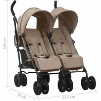 vidaXL Geschwisterwagen taupe 10237
