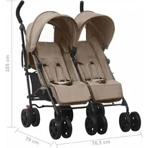vidaXL Geschwisterwagen taupe 10237