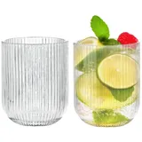 Zoha Gläser-Set Relief Crystal Glas Set - Latte Macchiato Tee Softdrink, Glas, Hitzebeständig - verschiedene Größen 280 ml | Ø 7.5 cm x 9.5 cm