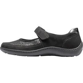 WALDLÄUFER HENNI Riemchenballerina, Halbschuh, Komfortschuh, Klettschuh in Weite H (sehr weit) schwarz 42 EU (8 UK)