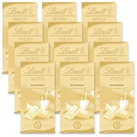 LINDT Schokolade 12x 100g Weiße Schokolade Tafel 1,2kg Schweizer Klassiker Multipack, 1 x 1200 g, 12 St.