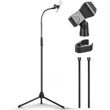 Pyle Audio Pyle Mikrofonständer mit Schwanenhals & quadratischer Standbasis – Höhenverstellbar 125–194 cm – Stabil, schwer & studio-ready für Sprache, Aufnahme, Präsentation, Podcast & professionelle Anwendungen