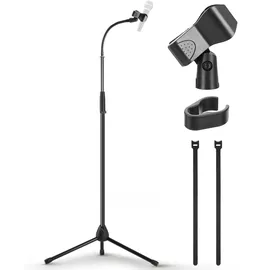 Pyle Audio Pyle Mikrofonständer mit Schwanenhals & quadratischer Standbasis – Höhenverstellbar 125–194 cm – Stabil, schwer & studio-ready für Sprache, Aufnahme, Präsentation, Podcast & professionelle Anwendungen