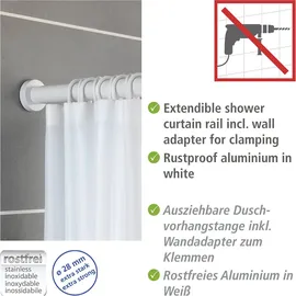 Wenko Duschvorhangstange Luz 70-115 cm weiß