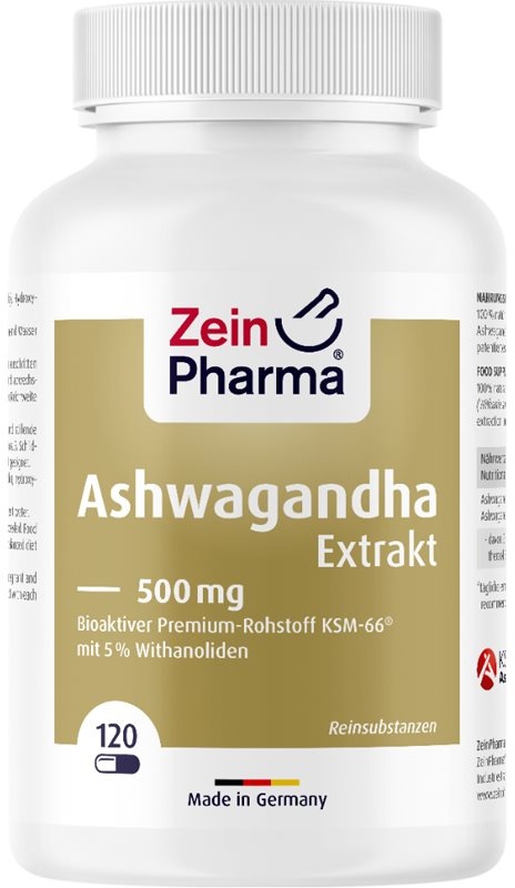 ZeinPharma Ashwagandha Extrakt 500 mg Kapseln zur Förderung des physischen und psychischen Gleichgewichts 120 KAP