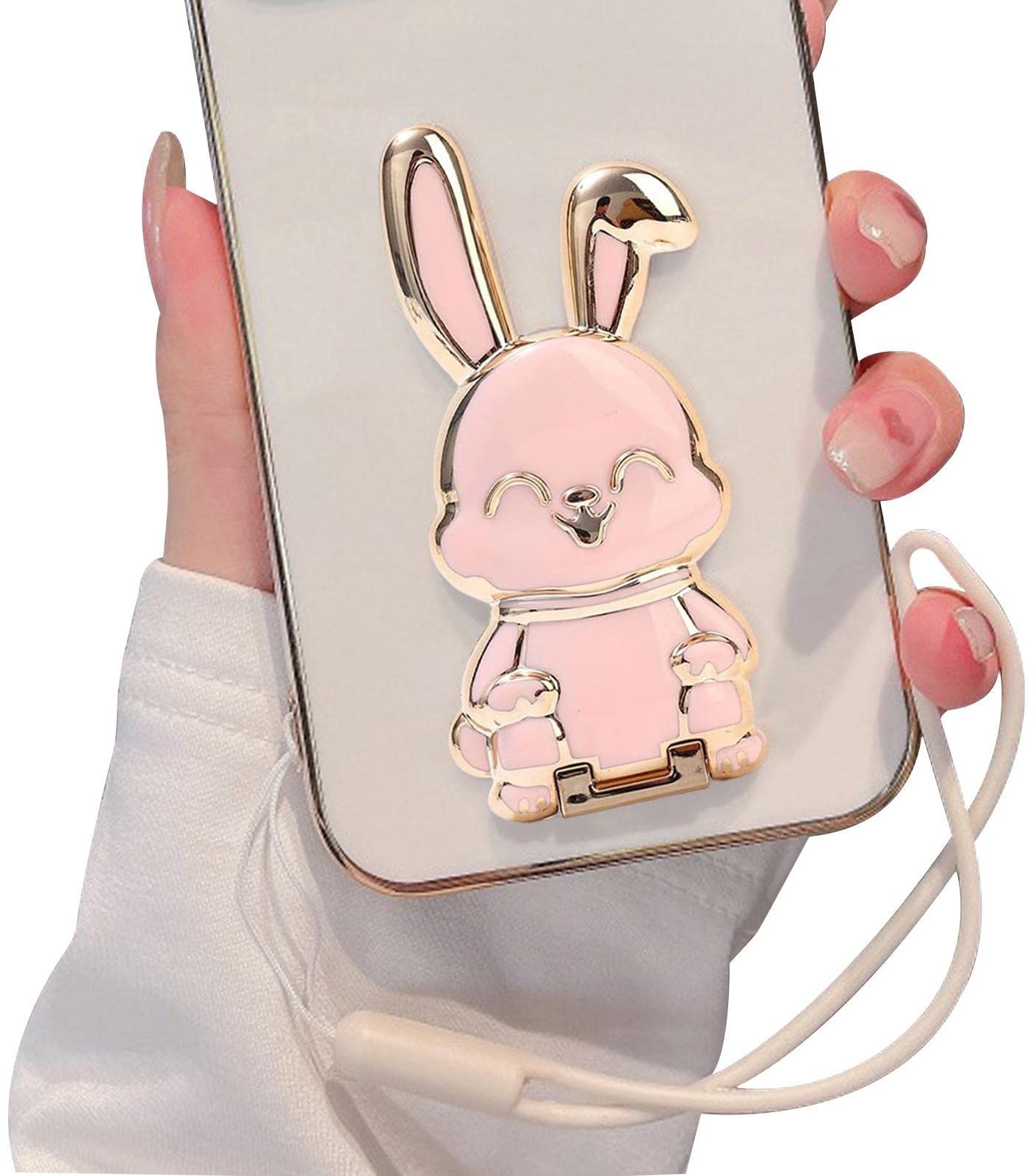 Bunny Phone Stand,Foldable Desk Phone Stand - Adjustable Cute Phone Stand for Desk for All Mobile Phones Tablets Pewell