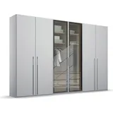 Rauch Drehtürenschrank RAUCH "Kleiderschrank Schrank Garderobe SKAT SHINE mit hochwertigem", grau (seidengrau), B:301cm H:235cm T:63cm, Holzwerkstoff, Schränke, Drehtürenschrank, transparentem Grauglas inkl. umfangreichem Zubehör MADE IN GERMANY