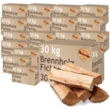 Brennholz Fichte Kaminholz 5-500 kg Holz 30 cm Für Ofen und Kamin Kaminofen Feuerschale Grill Feuerholz Holzscheite Wood Kammergetrocknet Flameup, Menge:500 kg