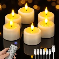 Yme 6er LED Teelichter Wiederaufladbar 3,5 cm mit Fernbedienung Timer