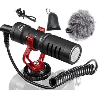 Movo VXR10 Universal Videomikrofon mit Vibrationsdämpfer Stoßdämpfer Schockhalterung, Tragetasche, für iPhone, Android Smartphones, Canon EOS, Nikon DSLR- perfektes Kameramikrofon, Richtrohrmikrofon