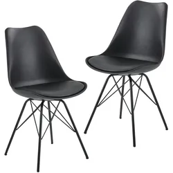 Kadima Design Skandinavische Esszimmerstühle, 2er Set. Schwarz, Material: Kunststoff, 58x48x86 cm