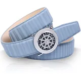 Anthoni Crown Ledergürtel ANTHONI CROWN, Damen, Gr. 100, blau (hellblau), Leder, unifarben, klassisch, Gürtel, mit silberfarbener Automatik-Schließe und drehendem Steuerruder