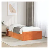 vidaXL Massivholzbett 90 x 200 cm Wachsbraun