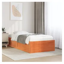 vidaXL Massivholzbett 90 x 200 cm Wachsbraun