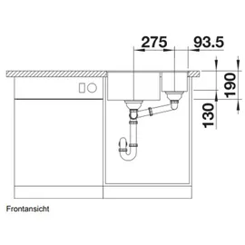 Blanco Subline 340/160-F schwarz + Handbetätigung + InFino