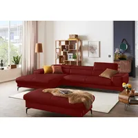 W.Schillig Ecksofa »piedroo, Designsofa mit tollem Sitzkomfort, bequem und elegant, L-Form«, Kopfteilverstellung, wahlweise mit Sitztiefenverstellung, Breite 343cm rot