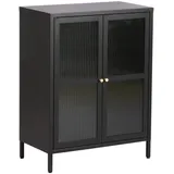 [en.casa] Sideboard Säkylä Stahl mit Glas Türen 64x35x84 cm Schwarz