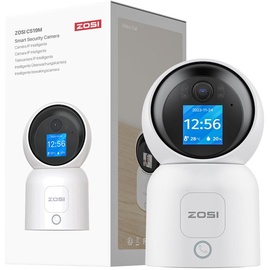 ZOSI 4MP WLAN Innen mit Monitor, 360° Schwenkbare Kamera für Baby, 2,4/5Ghz WiFi, KI Personenerkennung, Auto-Tracking, Gesture-Call, C519M