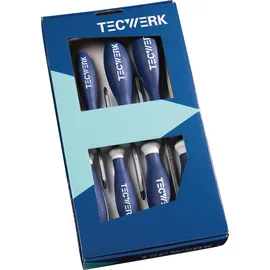 tecwerk Schraubendrehersatz 7-tlg. Schlitz/PH/PZD 3K-Griff 6-Kant-Klinge