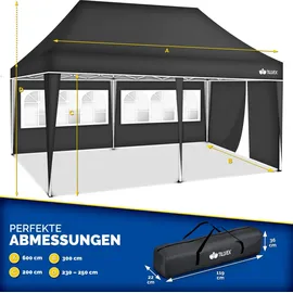 tillvex Faltpavillon 3 x 6 m inkl. 3 Seitenteile Anthrazit