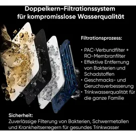 BEM Unicora Wasserfilter Osmoseanlage Umkehrosmose Trinkwasser Wasseraufbereiter UV Direktanschluss, Heißwasserspender 6 Temperaturstufen), TDS Monitor Kalkfrei für Küche Büro