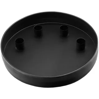 Spetebo Metall Kerzentablett für 4 Stabkerzen - 26 cm - Kerzenständer rund in schwarz - Advents Leuchter Stabkerzen Ständer