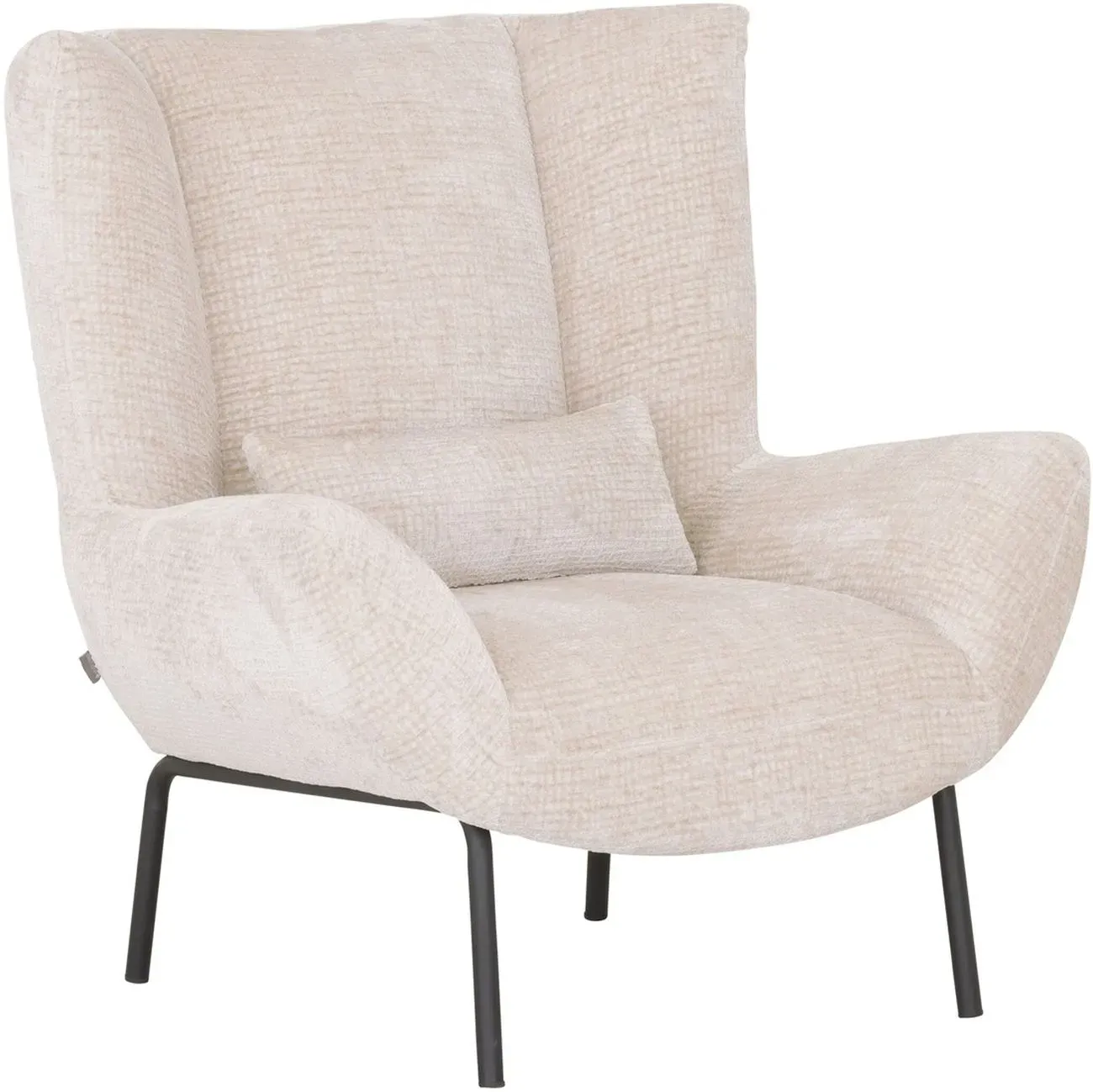 Sessel Astro aus Stoff, Retro Chic Design, Natur, gepolstert, Metallgestell schwarz