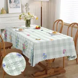Tischdecke Rechteckig Wetterfest Abwaschbar - Polyester Floral Muster - Outdoor Tischdecke für Garten Küche Esszimmer Balkon - für 4-6 Personen - Wasserdicht & Langanhaltend - 140x180 cm