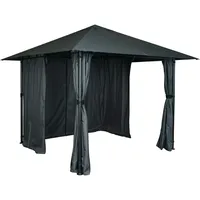 Mendler Pergola HWC-J63, Garten Pavillon Terrassenüberdachung mit Seitenwand, 3x3m