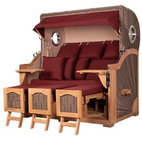 Bene living Strandkorb-Set Ammersee 3-Sitzer Teak - PE grau