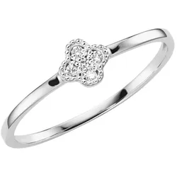 Luigi Merano Ring Oberteil Blüte, mit funkelnden Brillanten, Gold 585 52 Silber 