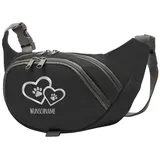 Tierisch-tolle Geschenke Hundesport Bauchtasche Leckerlie-Tasche mit 2 Herzen, 2 Pfoten und Wunschnamen personalisiert | Hundetraining | Leckerlie Beutel (Schwarz/Silber)