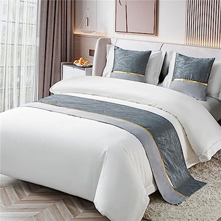 Morbuy Bettläufer mit Kissen, Bettschal für den Fuß des Bettes Luxus Weicher Bettlaufer Schlafzimmer für Gästehaus Hotel Schlafzimme Dekorativer (50x210+50x50cm,Treibsand grau)