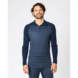 Funktionsshirt BULA, Herren, Gr. XL, blau, 100% Wolle, Jacquardmuster, normal, hoch geschlossener Ausschnitt, Langarm, Shirts, mit geruchsneutralisierenden Eigenschaften