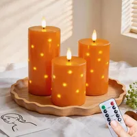 3er-Set Led Kerzen mit Integrierte Lichterkette und Fernbedienung Timer