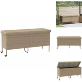 Gartentruhe mit Rollen Beige 160x55x75 cm Poly Rattan - Gartentruhe - Gartentruhen - Garten Auflagenbox - Auflagenbox