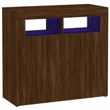 vidaXL Sideboard mit LED-Beleuchtung Braun Eichen-Optik 80x35x75 cm