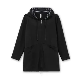 sheego Shirtjacke "Sweatjacke", Damen, Gr. 48/50, schwarz, 100% Baumwolle, Kapuzenfutter:100% Baumwolle, gemustert, unifarben, Shirts Shirtjacke