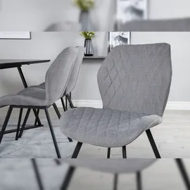 VCM MarinaBLBL Essgruppe Esstisch schwarz und 6 Gemma Esszimmerstühle grau.