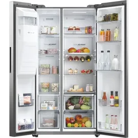 Haier - Amerikanischer kühlschrank 90,5 cm, 601 l, belüftet, platin HSW59F18EIMM