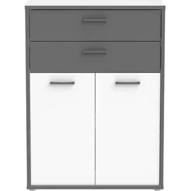 Forte "Keflav", weiß (weiß, uni wolfram grau, B:84,5cm H:115,1cm T:41,5cm, Holzwerkstoff, Sideboards, Kommode, Breite 84,5 cm