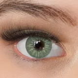 charmiga Kontaktlinsen grün ohne Stärke farbige Jahreslinsen | weiche Linsen | 2 Stück Farblinsen + Linsenbehälter | 0.0 Dioptrien | natürliche Farben | Charmiga Caribbean Green