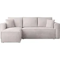 BROMARKT Ecksofa mit Schlaffunktion 230x145x80cm - Wohnlandschaft L-Form - Kollektion TOP - Eckcouch mit Bettkasten - Couch L Form - Sofa 3-Sitzer - Hellbeige Poso