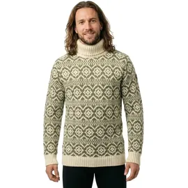 Devold of Norway Hoddevik Wool High Neck Pullover Offwhite / Olive XS