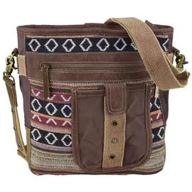 Sunsa Damen Umhängetasche. Braune Tasche aus Canvas/Baumwolle, 6 Liter