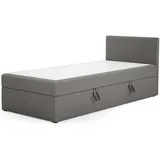 Meblito Einzelbett Boxspringbett Torria Mini Basic Jugendbett Bettkasten Seite: Rechts 100x200 cm Grau (Lux 06) - Grau