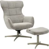 INOSIGN Drehsessel »DEGAN Ohrensessel mit Hocker im Set«, Relaxsessel mit 360-Grad-Drehfunktion u. Hocker, Webstoff