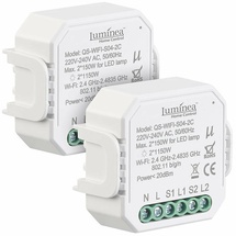 Luminea Home Control 2er-Set WLAN-Unterputz-2-Kanal-Lichtschalter mit App & Sprachsteuerung